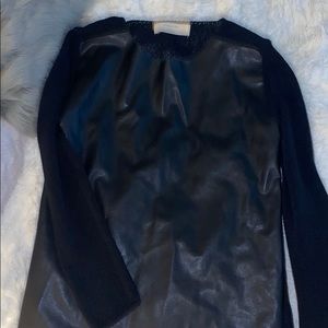 black leather/knited shirt